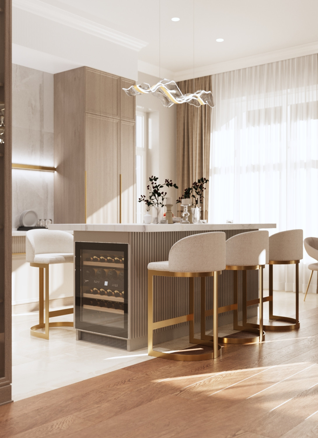 Современный ремонт в двухуровневой квартире 247 м² для семьи с детьми