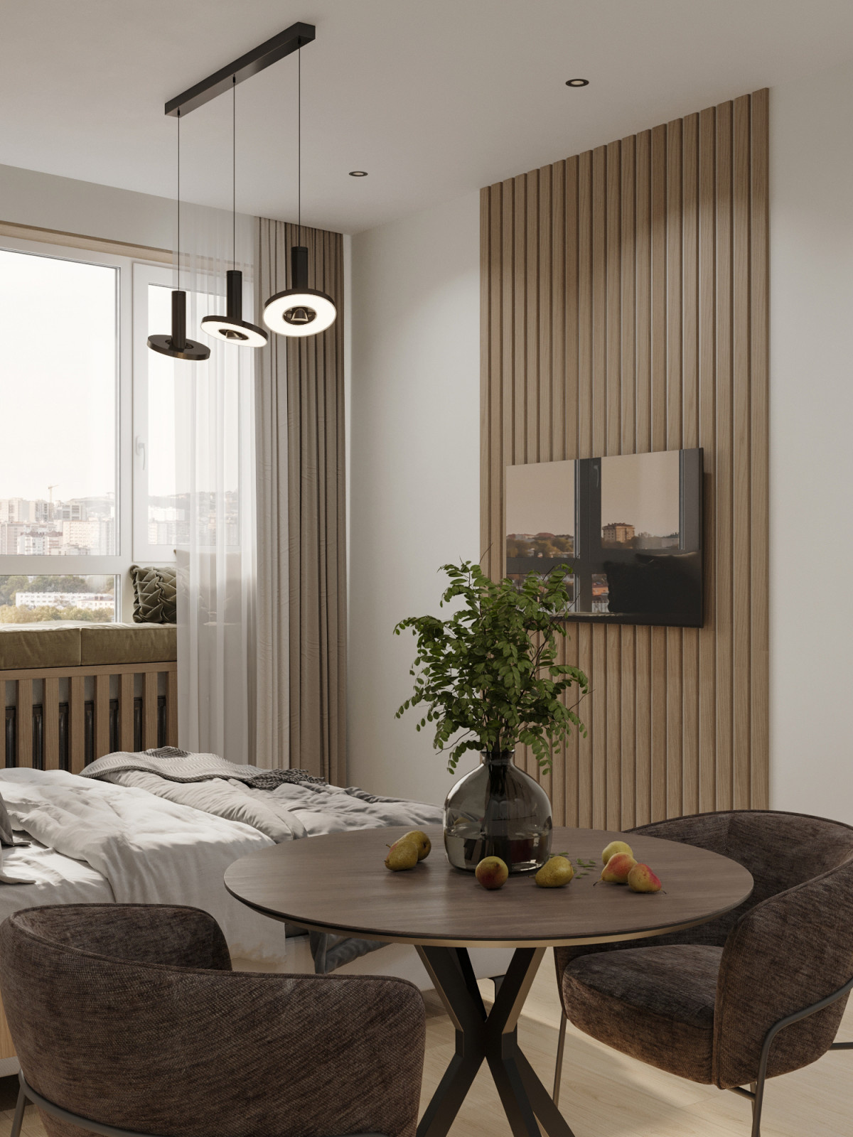 Современный интерьер в квартире 28 м² в Москве
