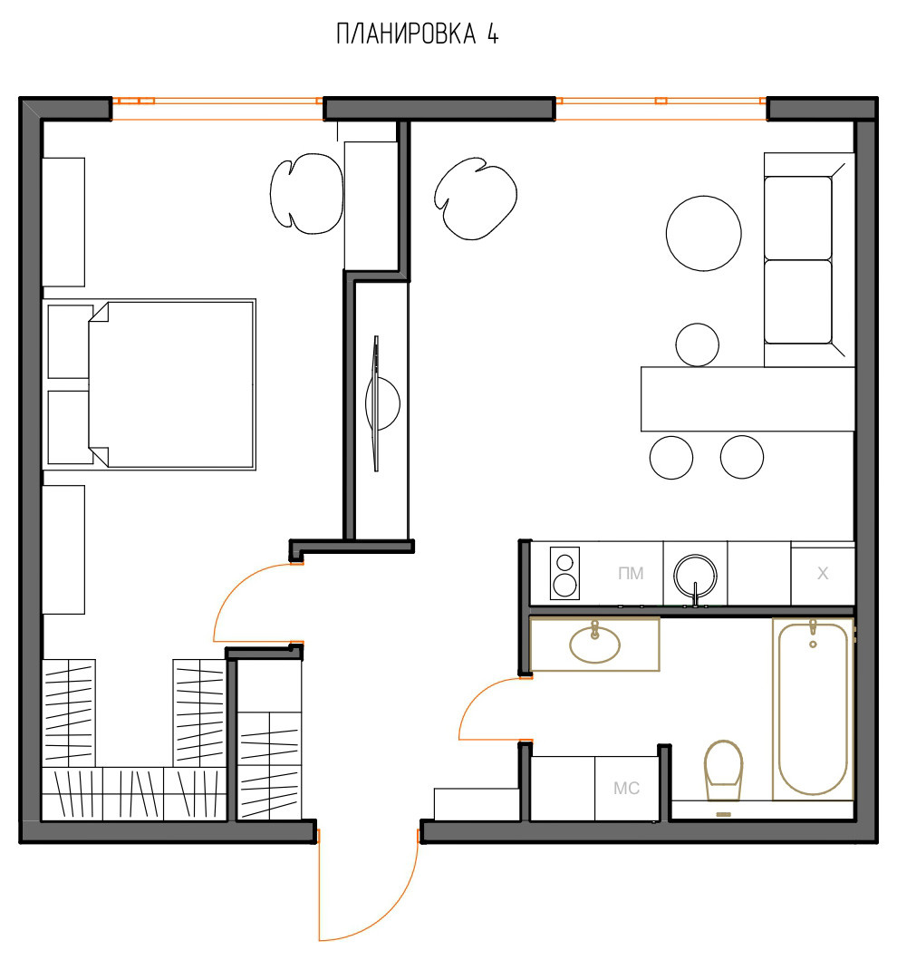 Поиск планировки: 3 плана + финал «евродвушки» для дизайнера