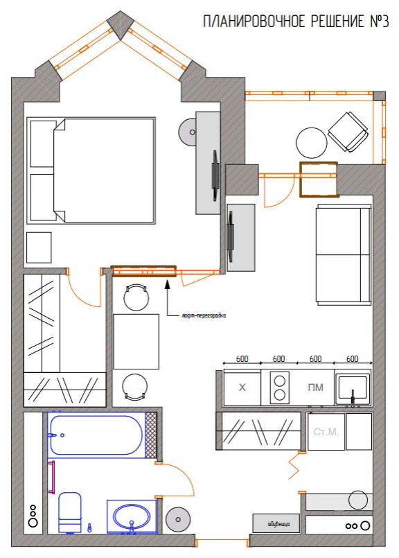 Поиск планировки: Три варианта для «однушки» с эркером