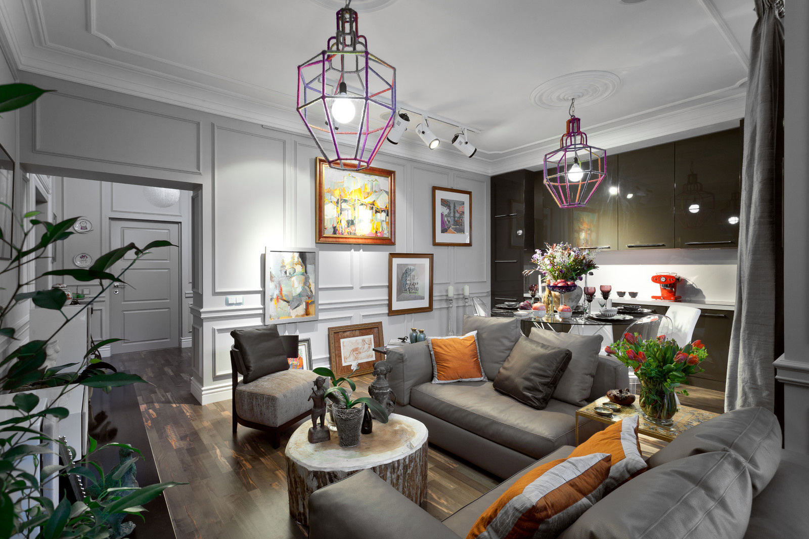 Гостиная недели 20 кв.м — дизайн в стиле студий Латинского квартала