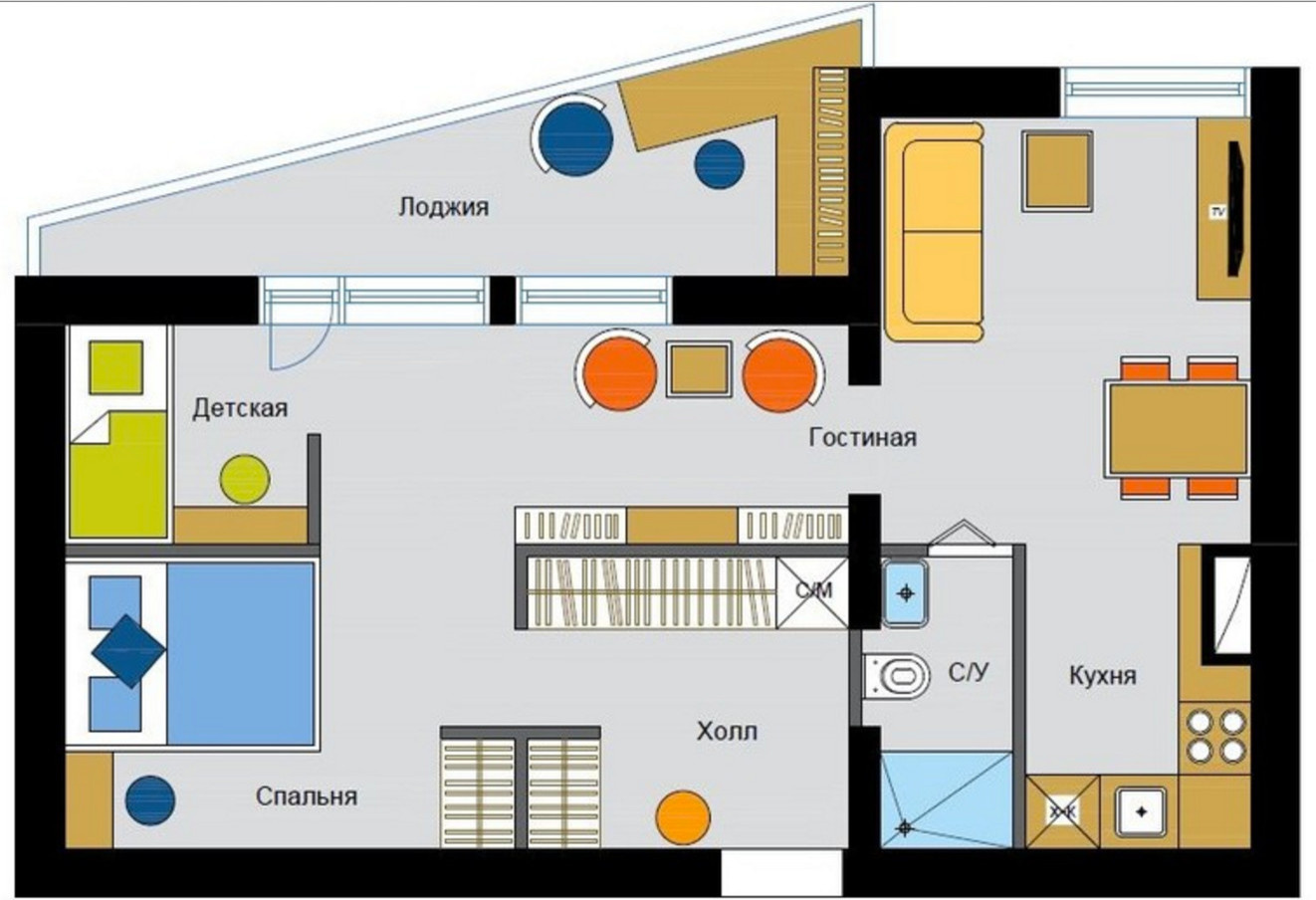 Обложка статьи: Перепланировка: Двухкомнатные квартиры в домах серии II-68-04
