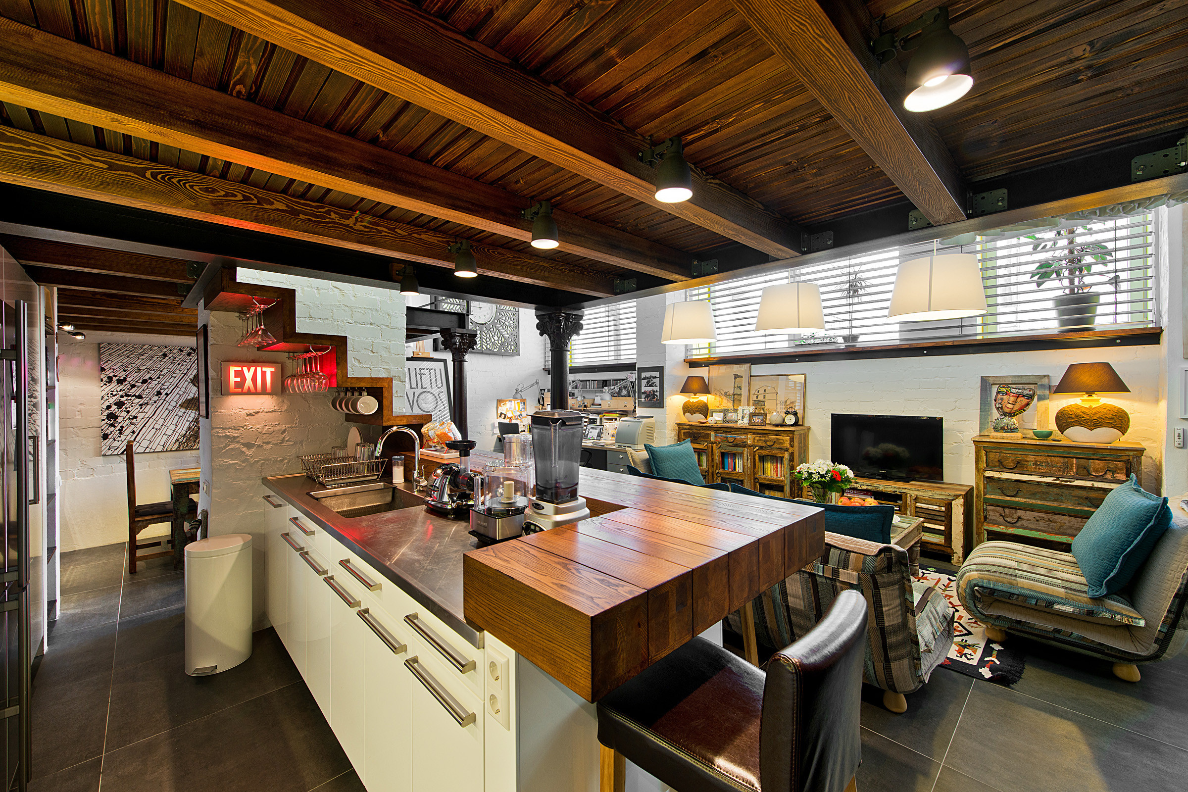 Houzz Литва: Лофт в Вильнюсе для ценителя Нью-Йорка и Крита