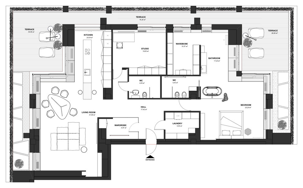 Houzz Молдавия: Пентхаус с настоящим деревом в спальне