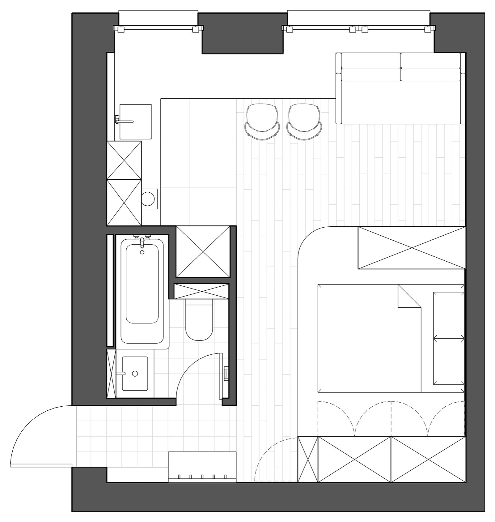 Houzz Беларусь: 25 кв.м — маленькая квартира в Минске