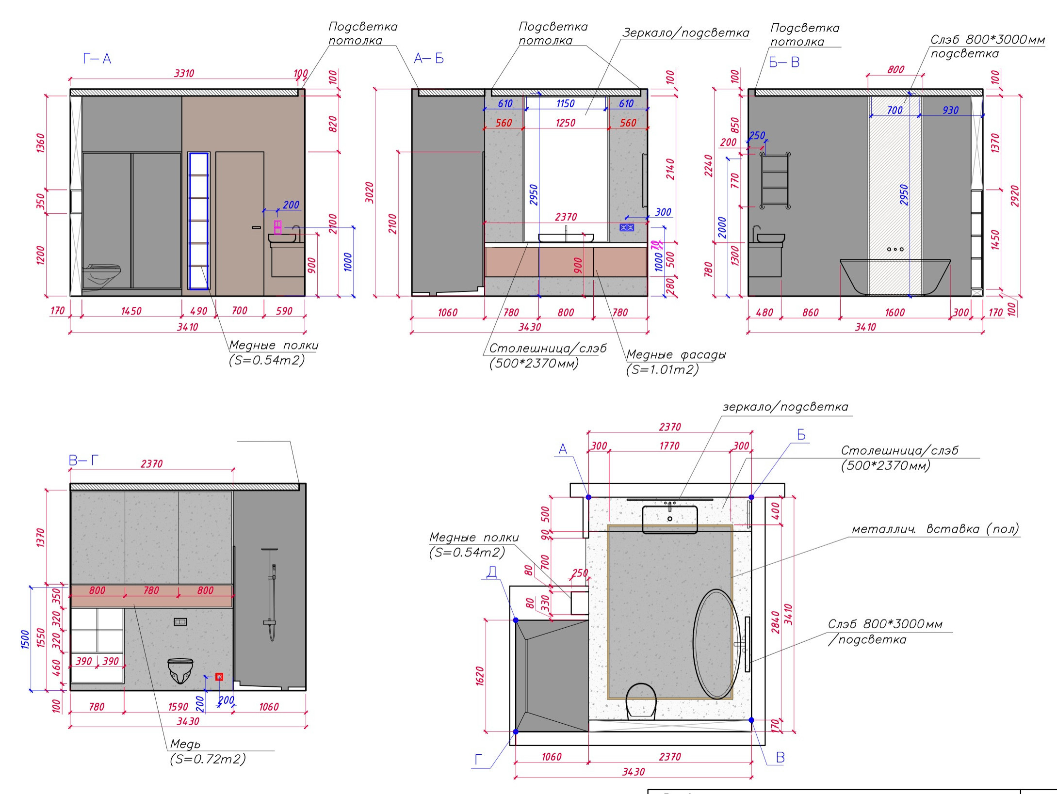 Проект недели: Черная ванная комната с медной сантехникой