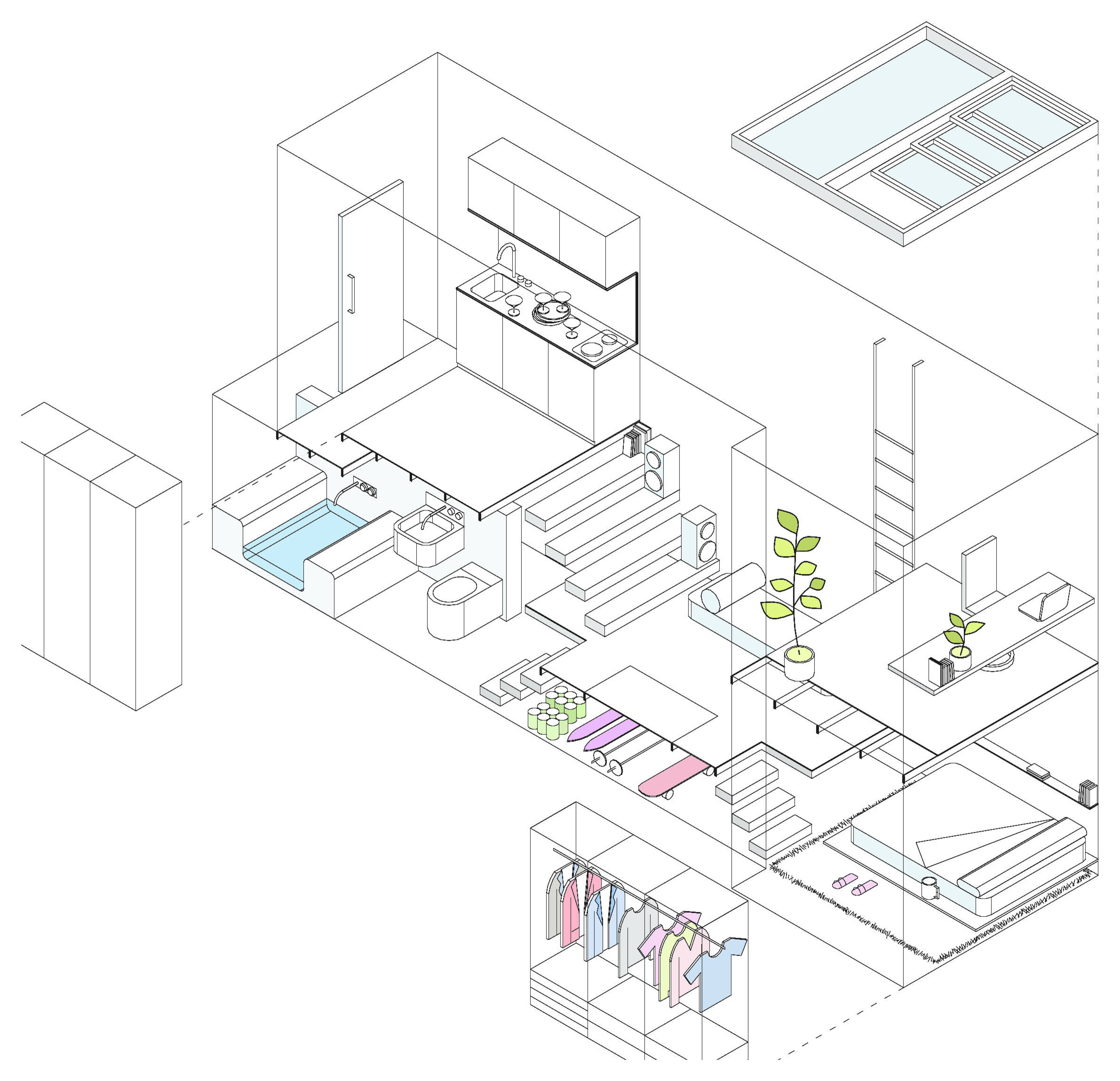 Houzz Испания: 21 метр в Мадриде — маленький узкий дом