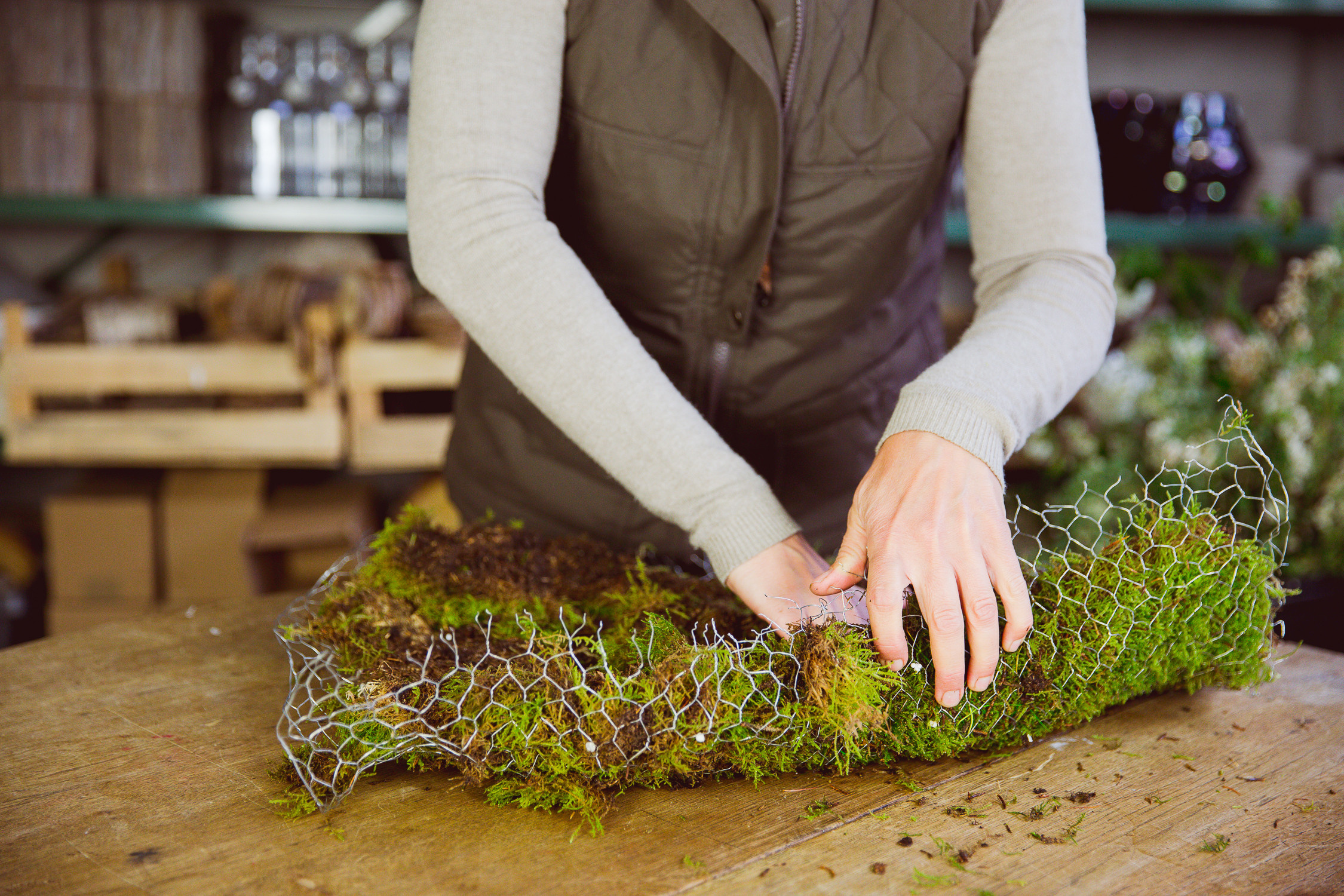 Своими руками: Композиция изо мха и цветов