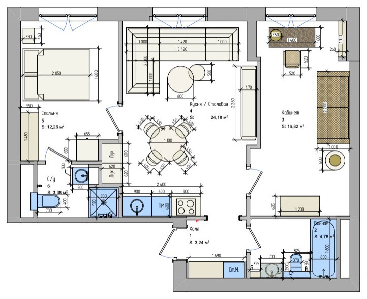 Houzz тур: 65 кв.м —квартира в новостройке с ремонтом за 4 месяца