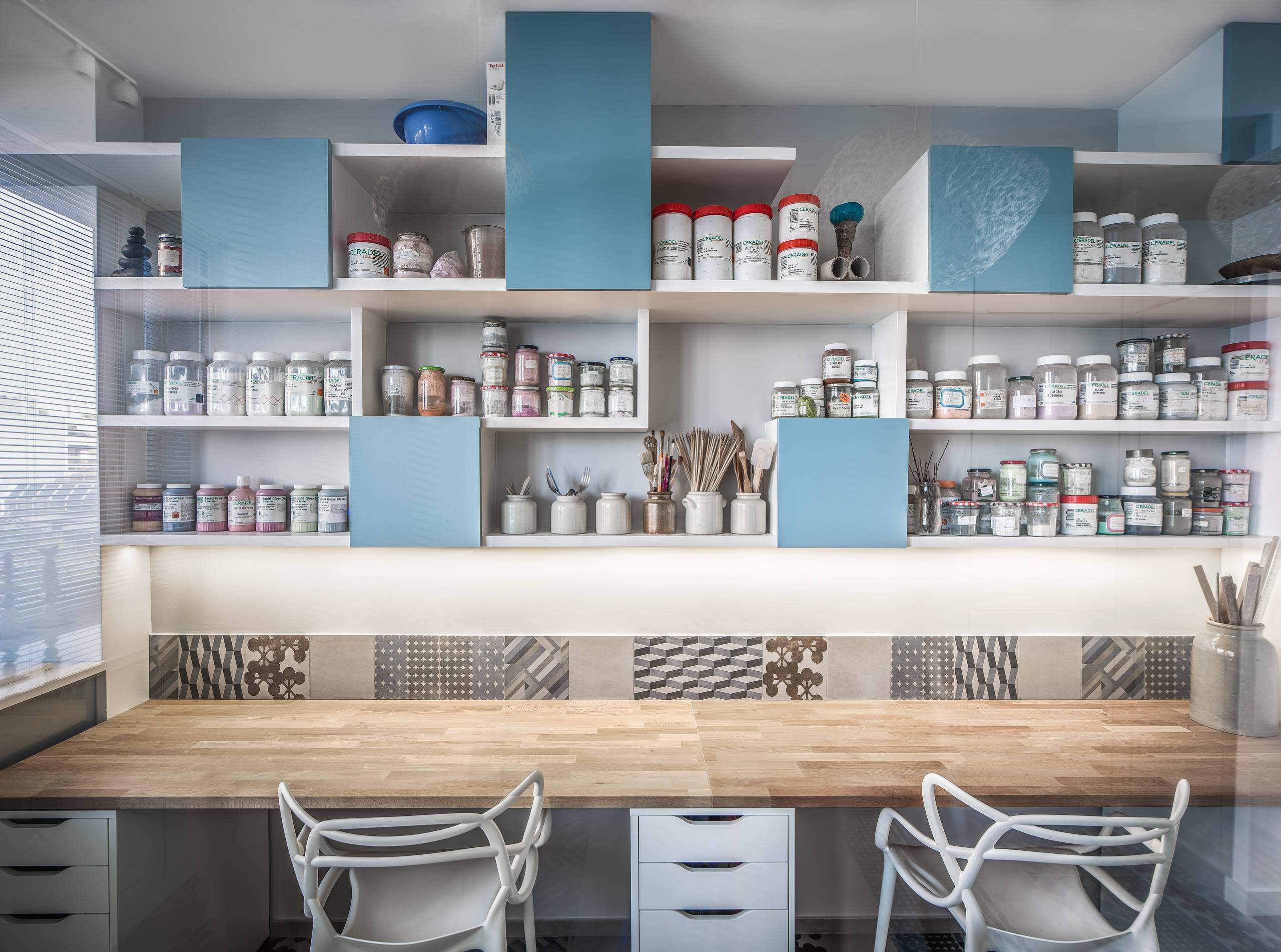 Houzz Франция: Квартира в оттенках синего с видом на Сену