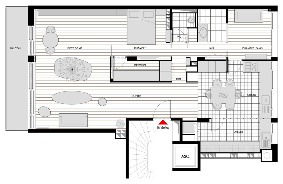 Houzz Франция: Квартира в оттенках синего с видом на Сену