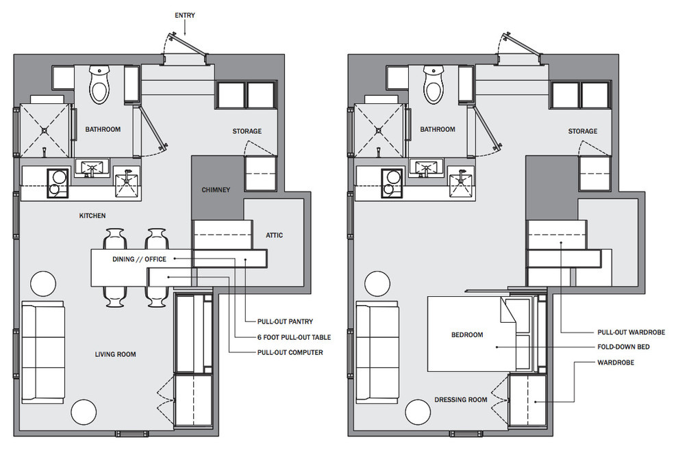 До и после: Стена с сюрпризом в нью-йоркской студии 20 кв.м