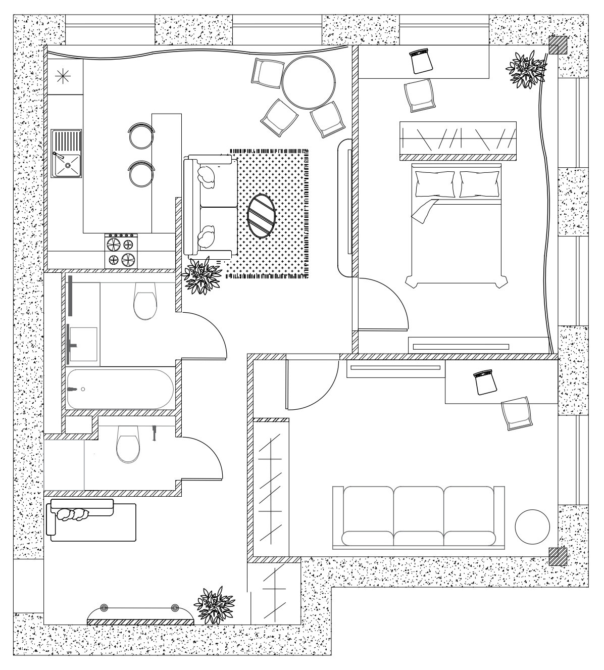 Поиск планировки: «Евротрешка» 75 кв.м под сдачу