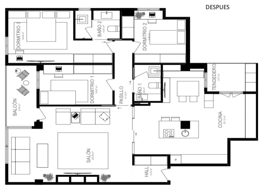 До и после: Кухня с деревом посреди острова