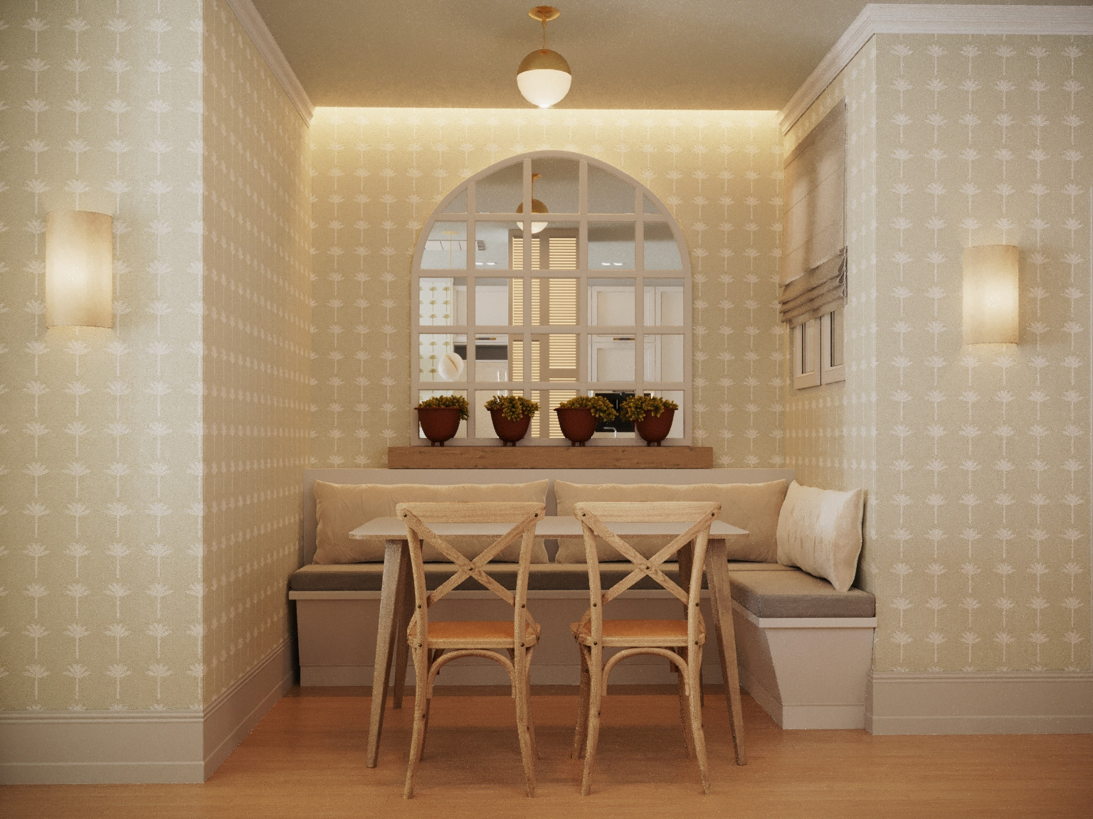 До и после: Кухня с деревом посреди острова