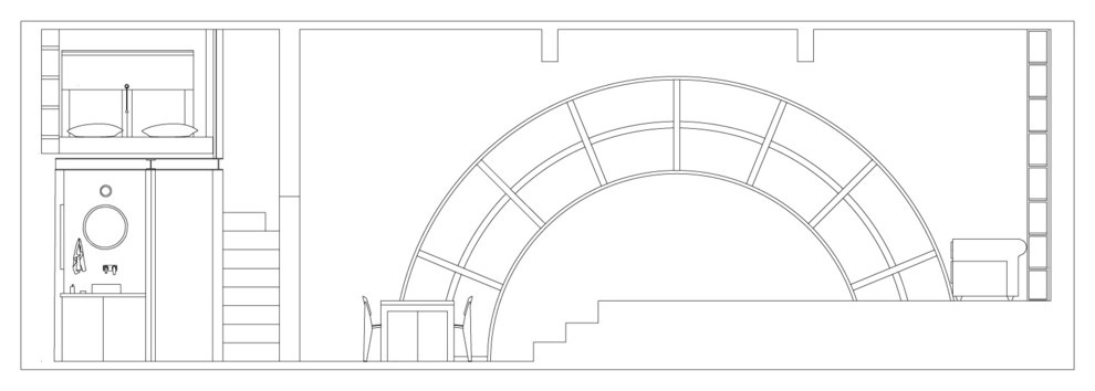 В гостях: Лофт с арочным окном и гостиной на подиуме