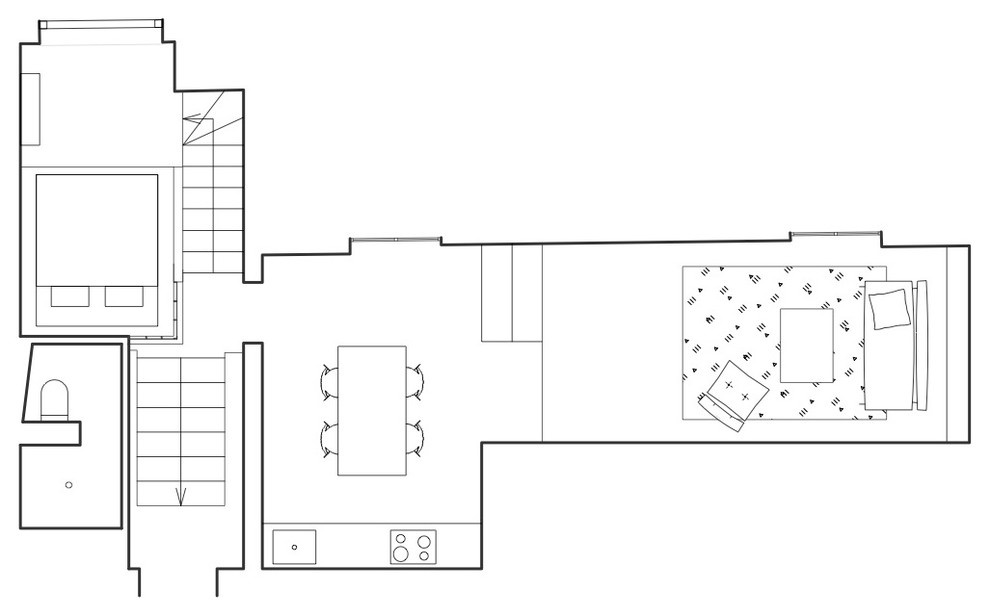 В гостях: Лофт с арочным окном и гостиной на подиуме