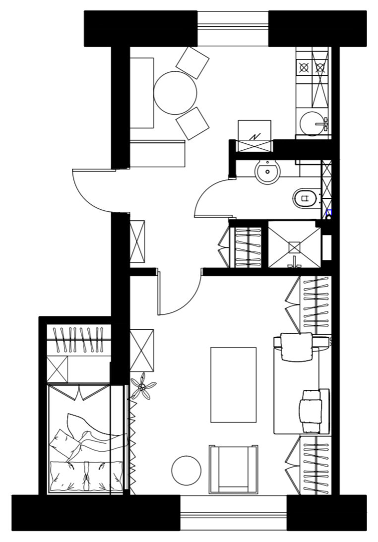 Houzz тур: 35 кв.м — квартира в Казани с винтажным интерьером