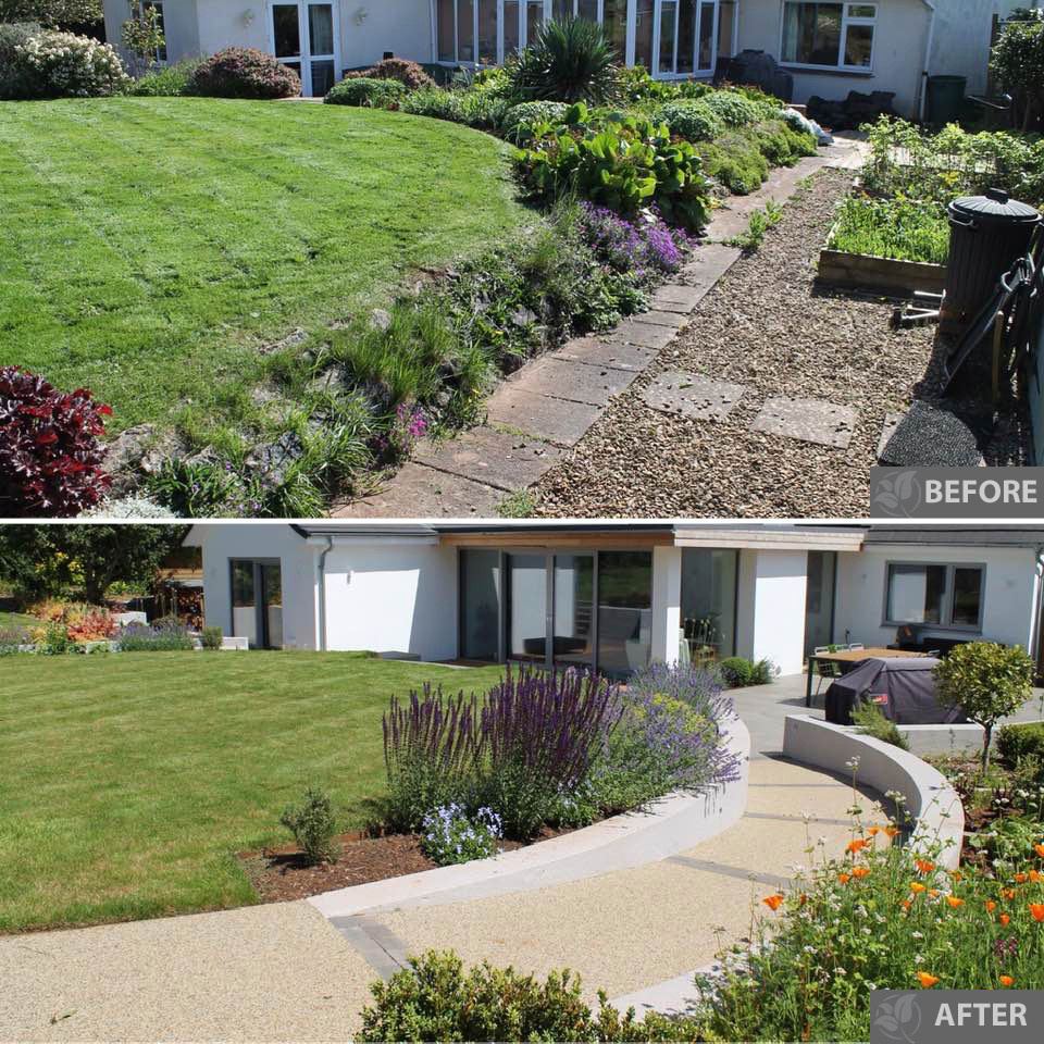 До и после: Сад c уклоном для хозяйки на коляске