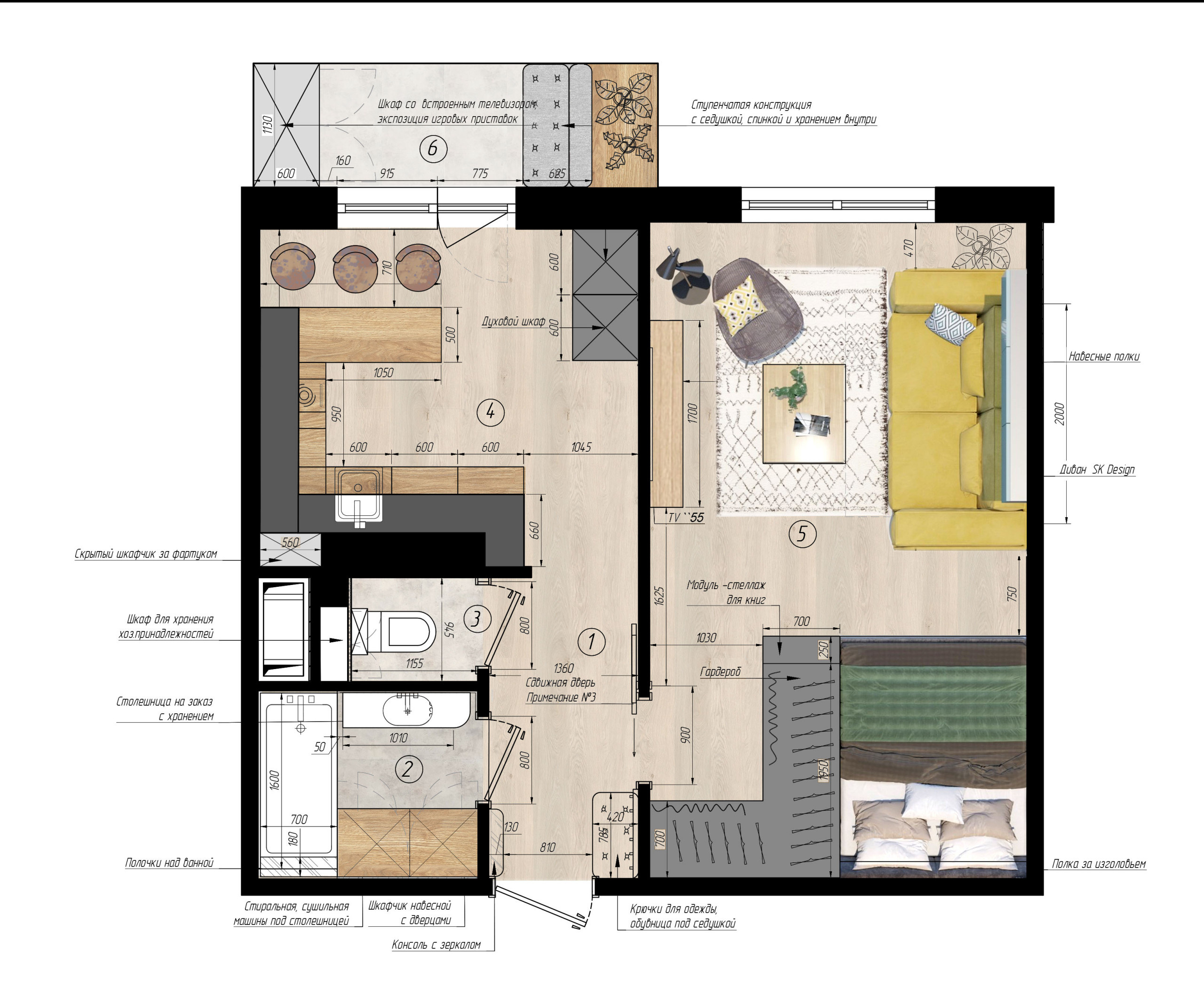 Houzz тур: 39,3 кв.м, где объединили лофт и скандинавский стиль