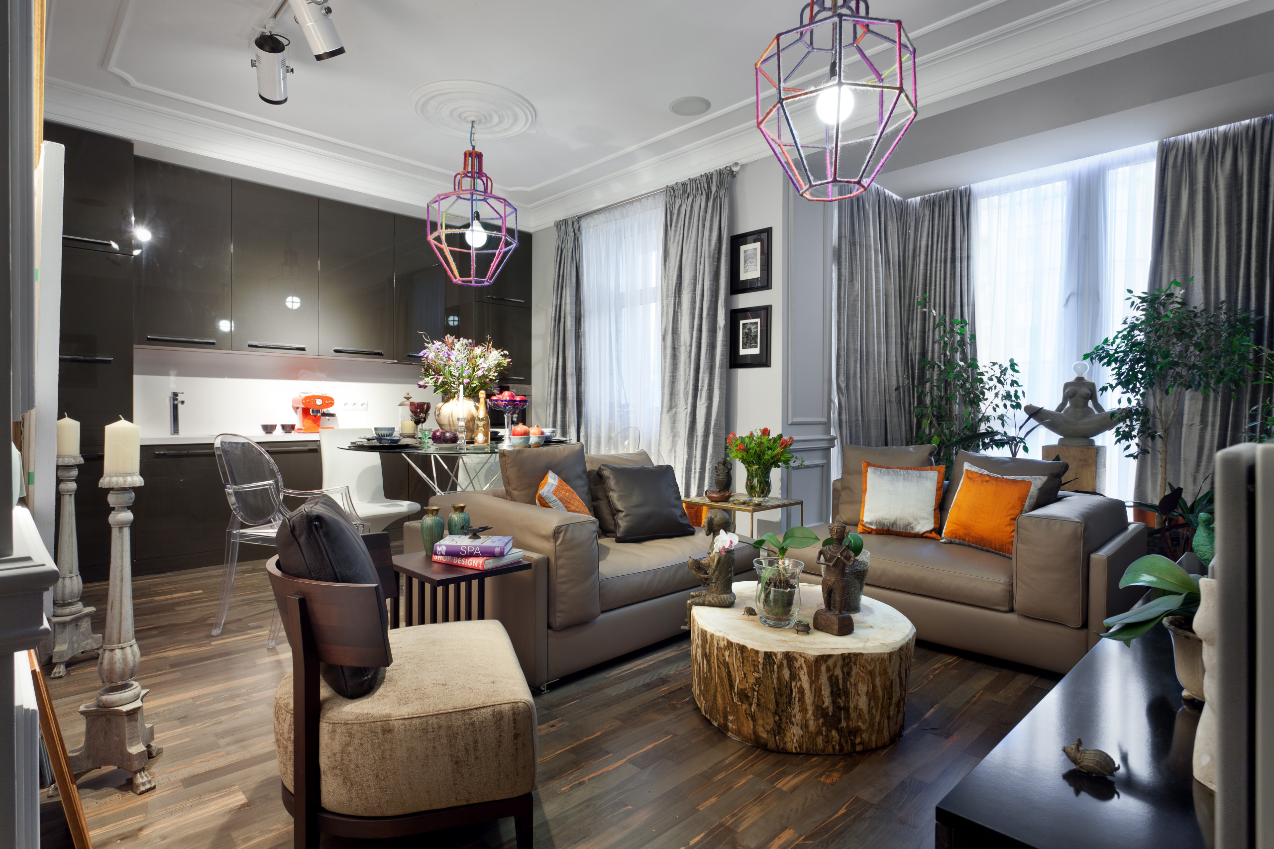 Гостиная недели 20 кв.м — дизайн в стиле студий Латинского квартала