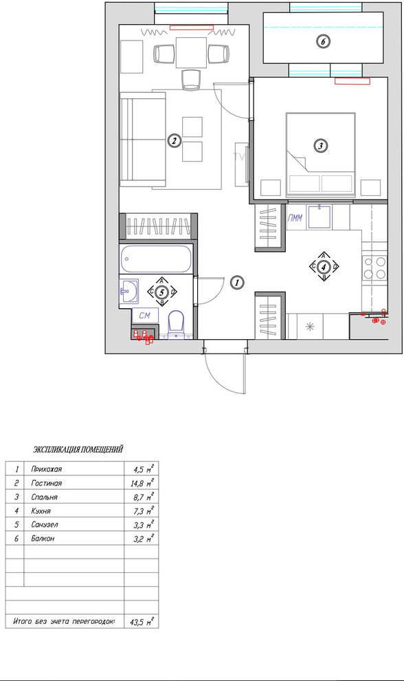 Houzz тур: 43 метра черно-белого ар деко