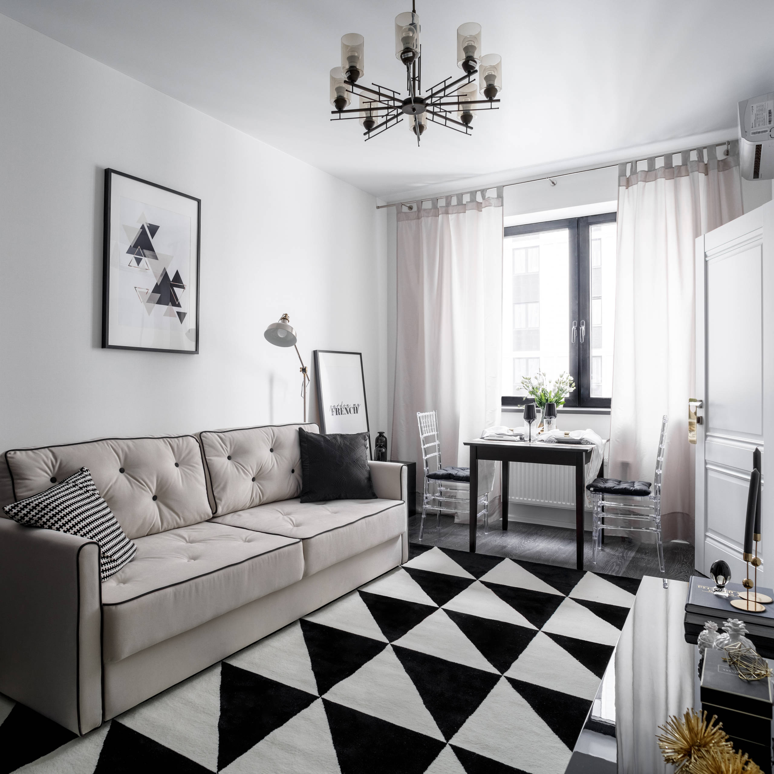 Houzz тур: 43 метра черно-белого ар деко