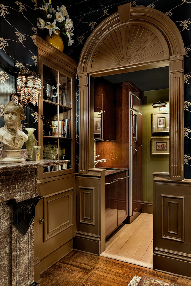 Houzz США: Студия на 37 метрах с черными обоями