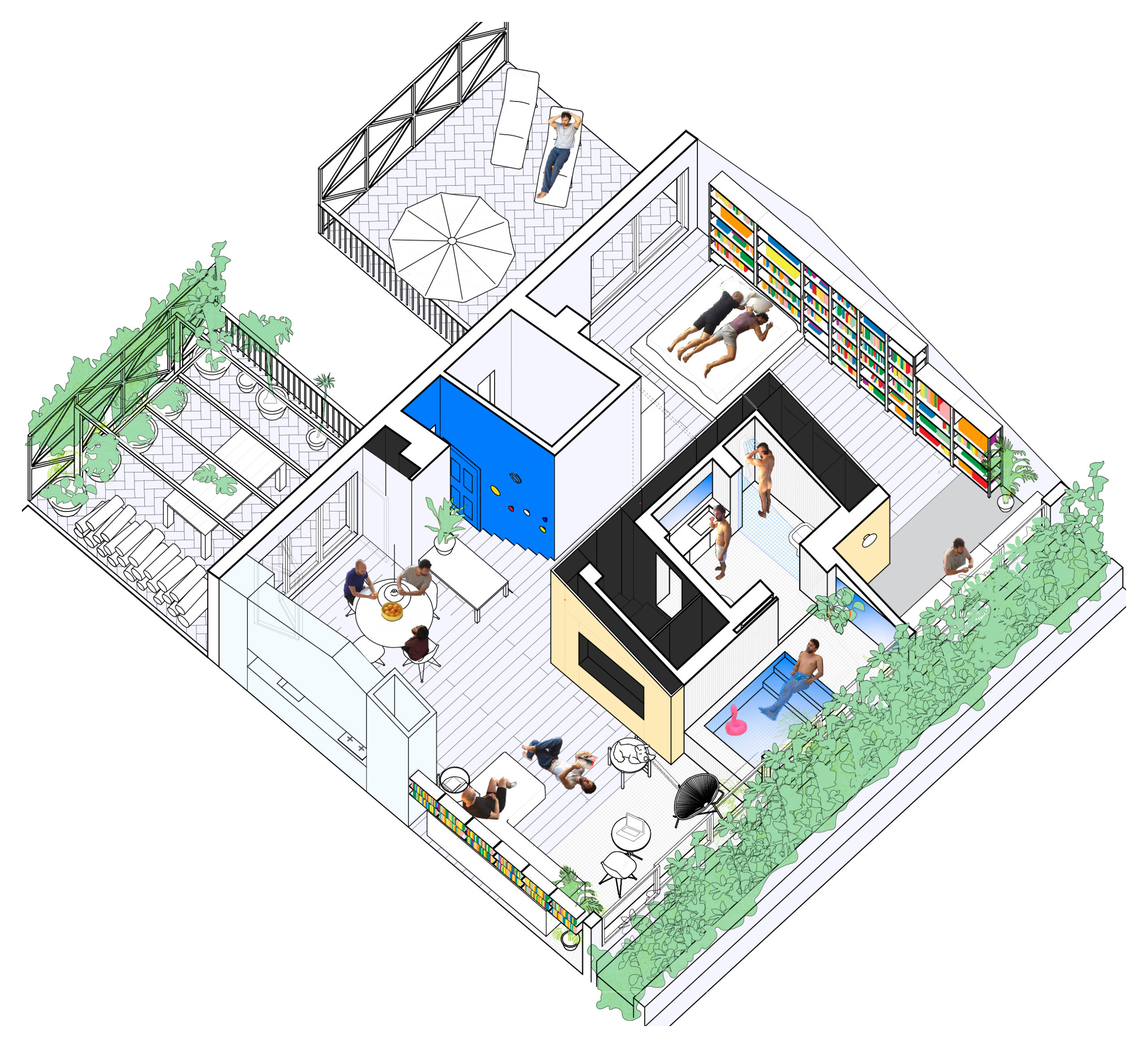 Houzz Испания: Квартира с бассейном — под самой крышей