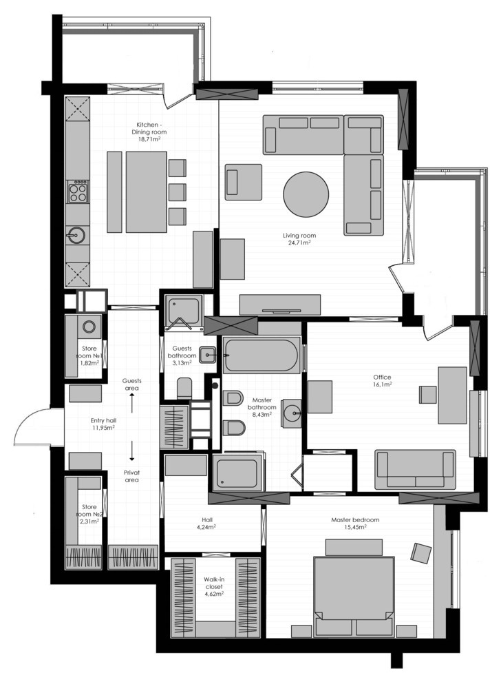 Houzz Украина: Квартира с нарисованными оленями и лесными растениями