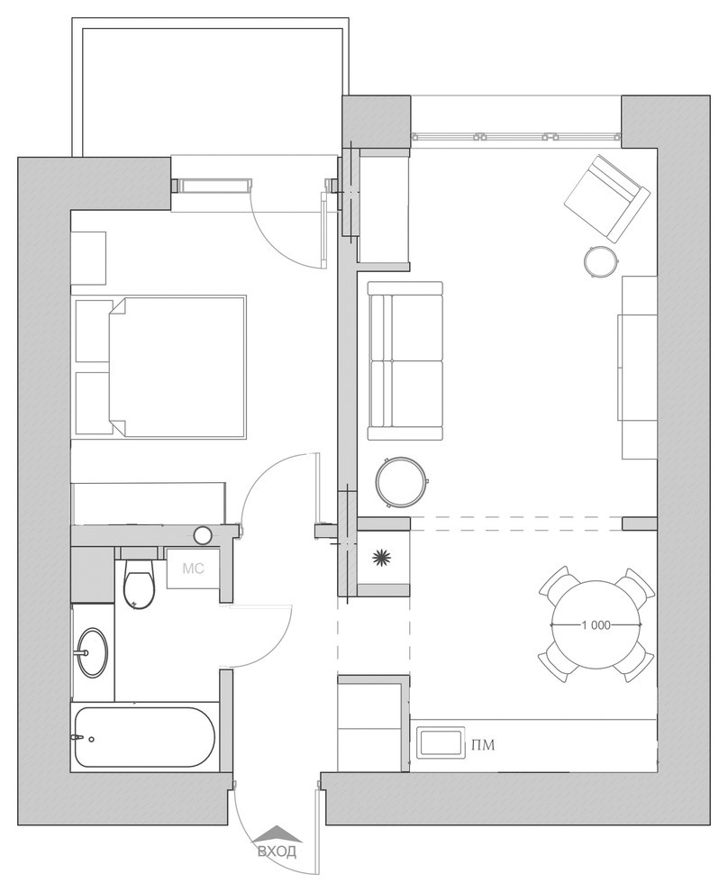Houzz тур: 44 метра — квартира, куда прилетела птица счастья