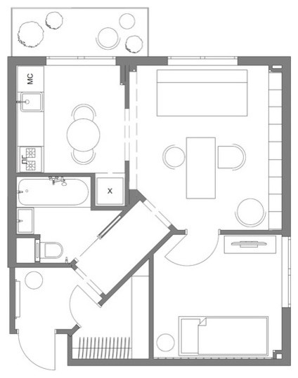 Houzz тур: Крошечная «двушка» — всего 38 кв.м