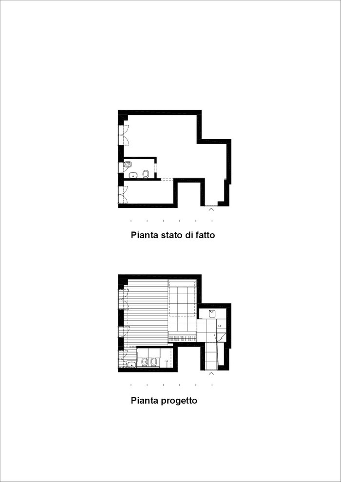 Houzz Италия: 29 кв.м — трансформер с подвижной стеной