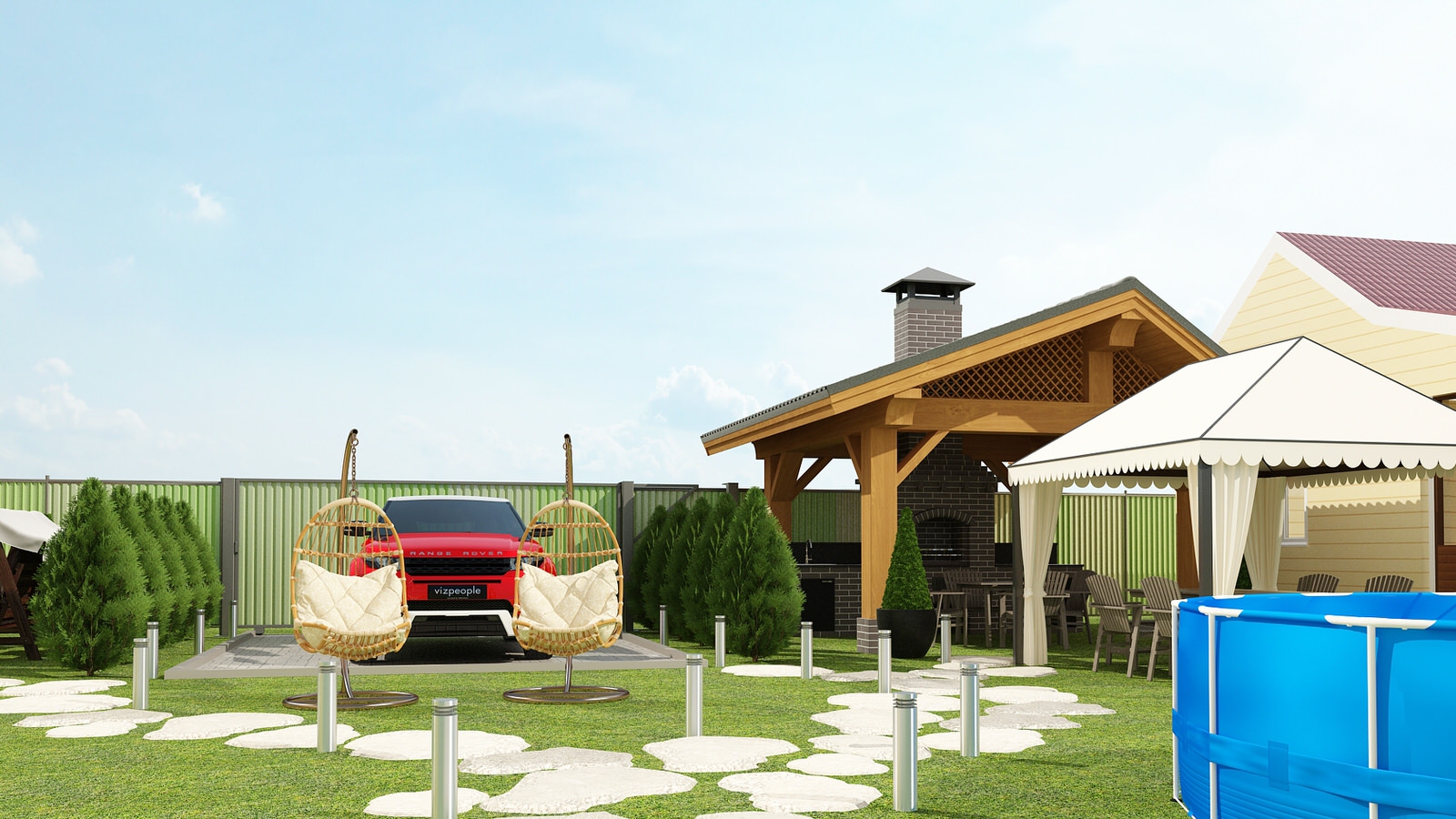 Ландшафтный дизайн территории загородного дома Омская обл