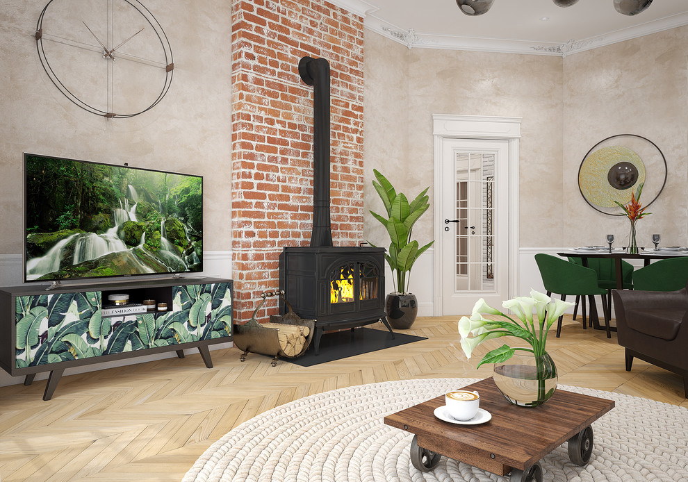 КЛАССИКА С ИНДУСТРИАЛЬНЫМИ ДЕТАЛЯМИ (дизайн гостинной)