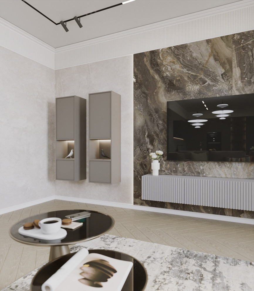 Кухня-гостиная в оттенках серого