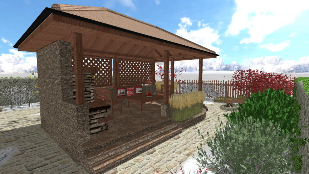 Проект ландшафтного дизайна участка у коттеджа круглогодичного проживания