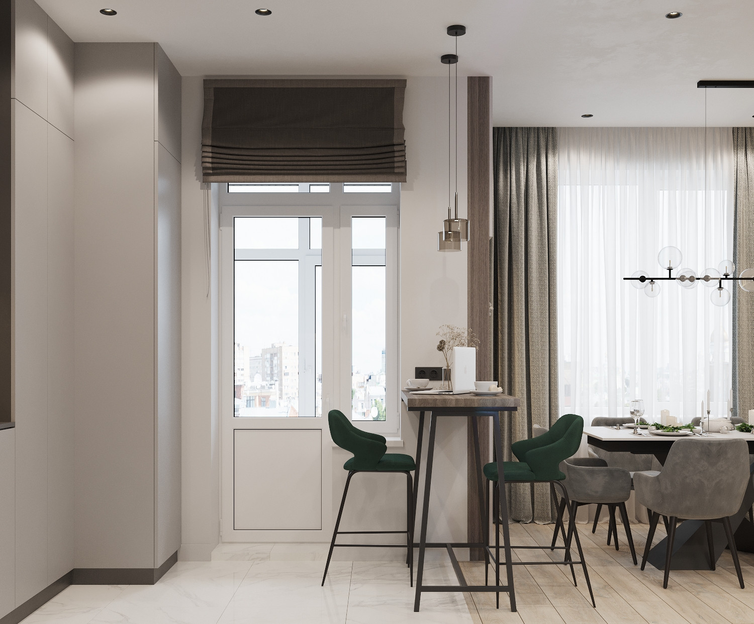 Современная кухня-столовая ЖК Аристократ