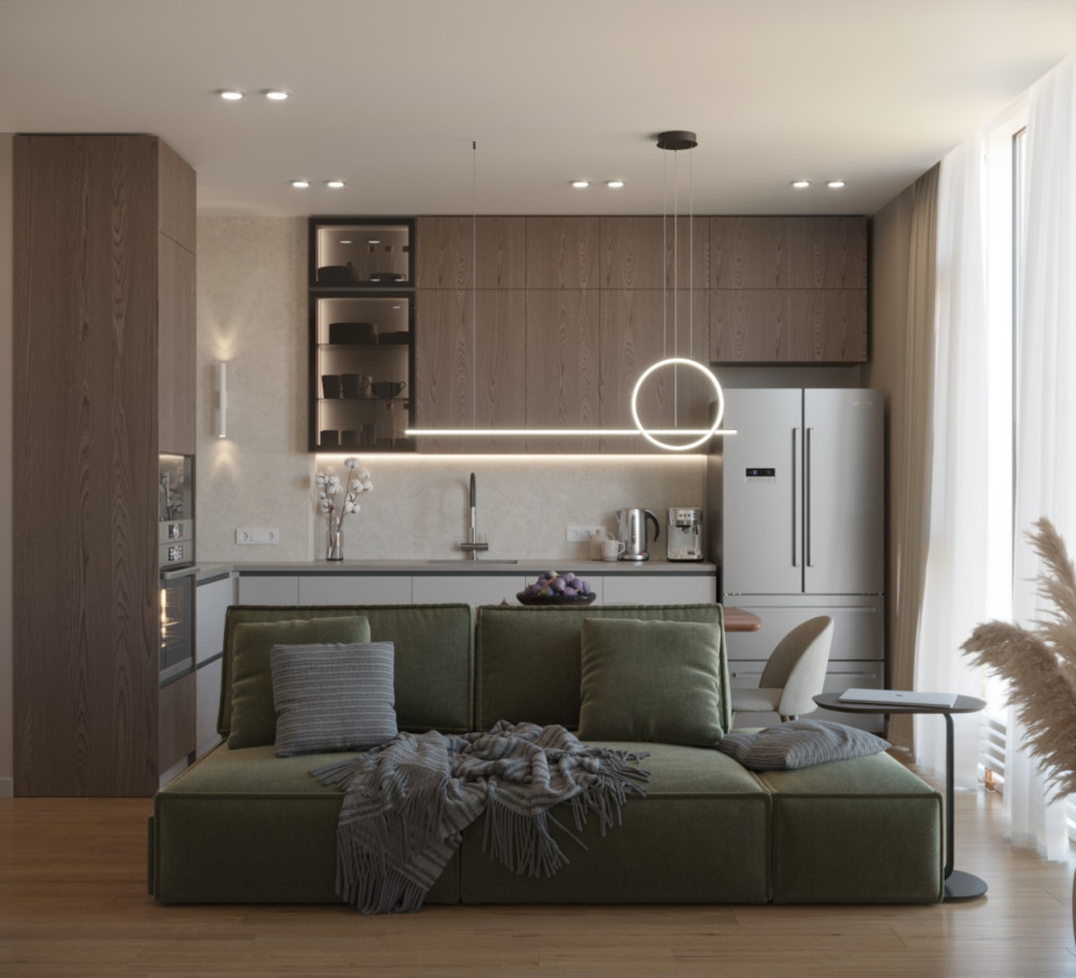 Обложка проекта: Дизайн интерьера кухни гостиной № 20