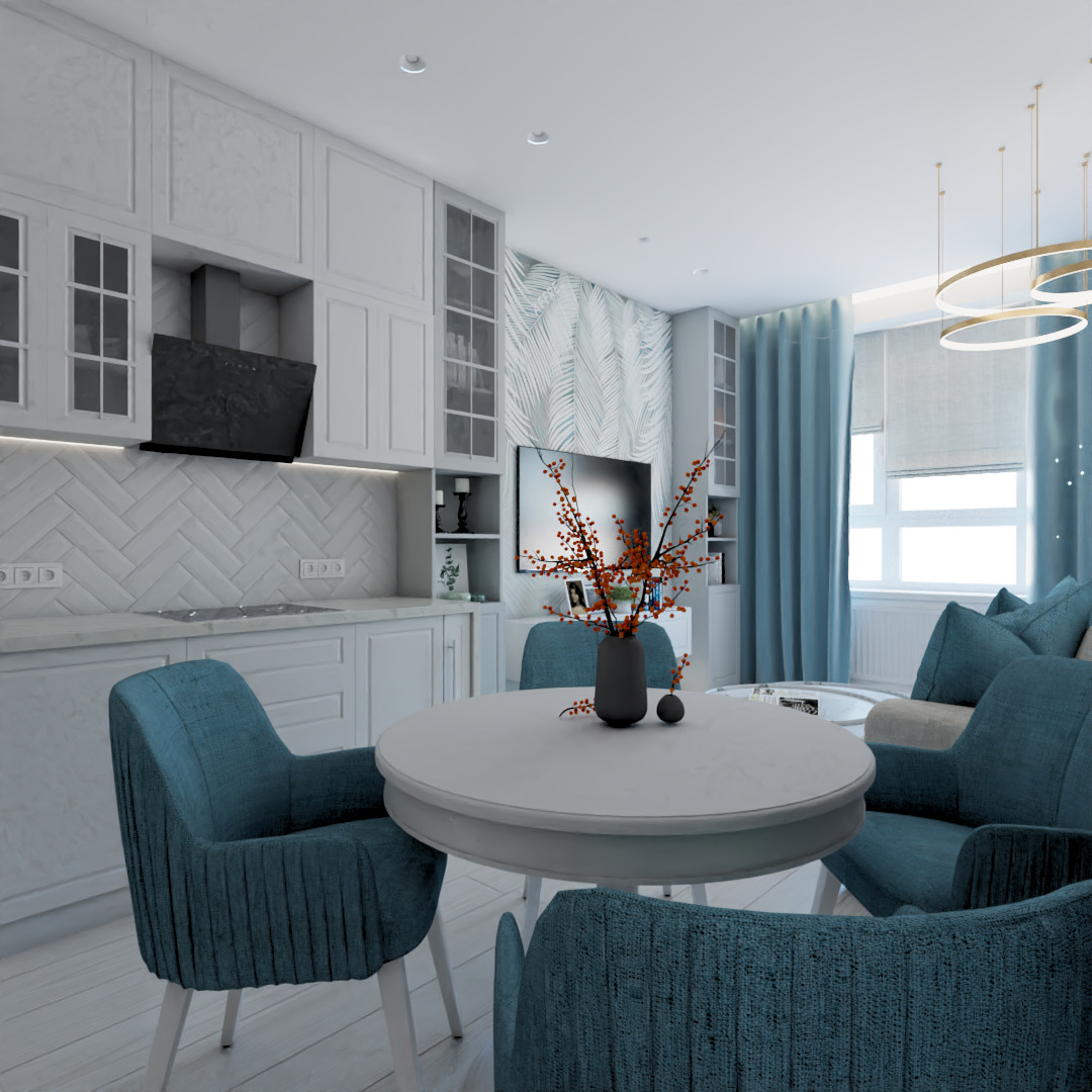 Обложка проекта: Кухня-гостиная. Москва, 1ый Котляковский переулок