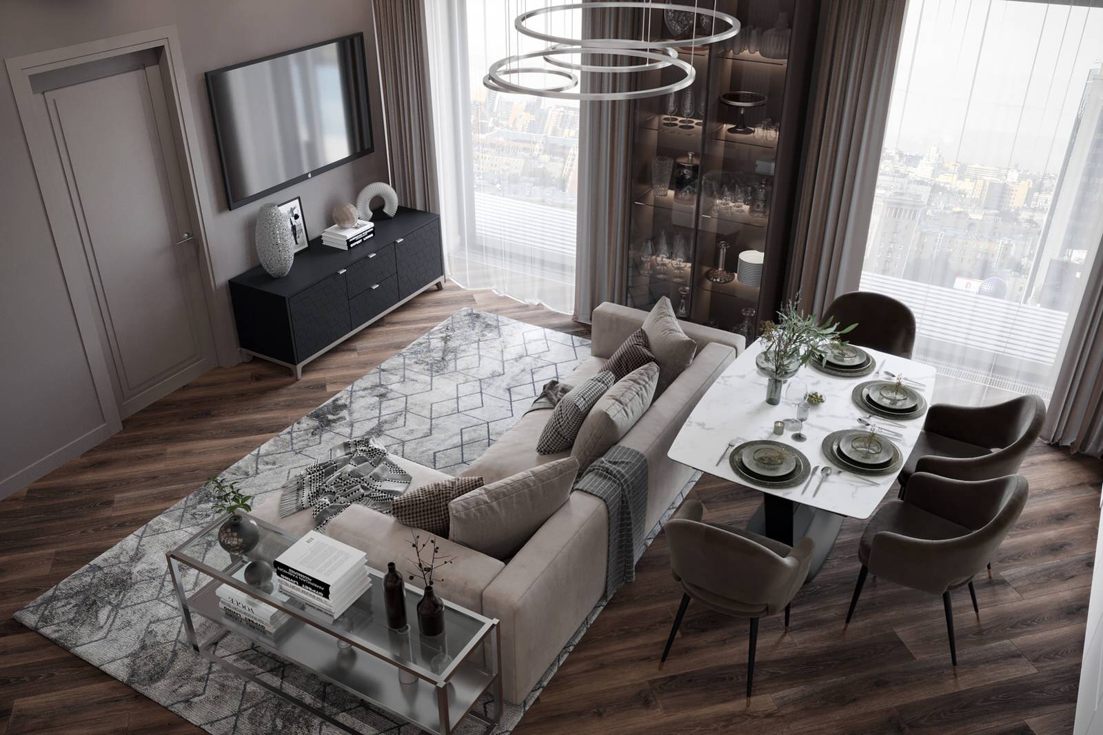 Интеллигентный интерьер в ЖК D1 (визуализации)