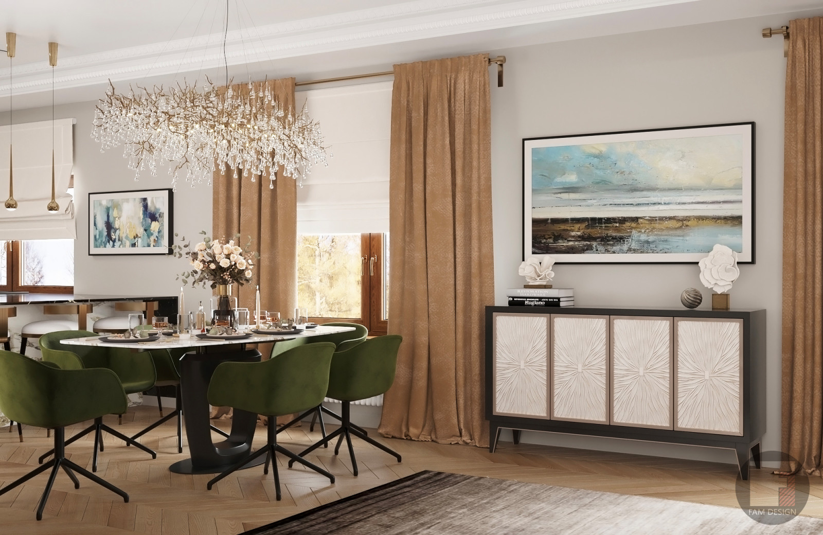 Стильная гостиная в неоклассике