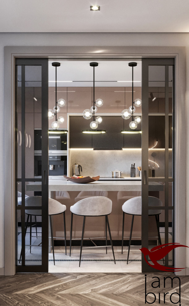 Натуральные оттенки в интерьере квартиры в ЖК "Лефорт" 130 кв.м