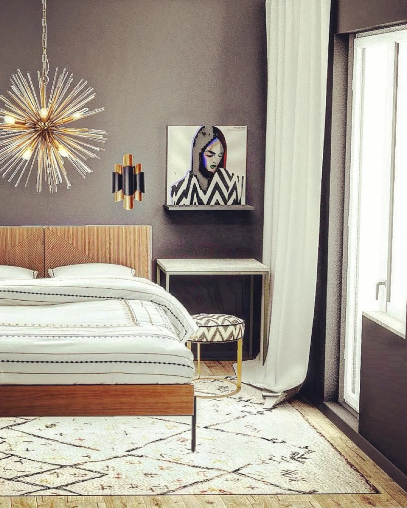 Проект спальни с тёмными стенами