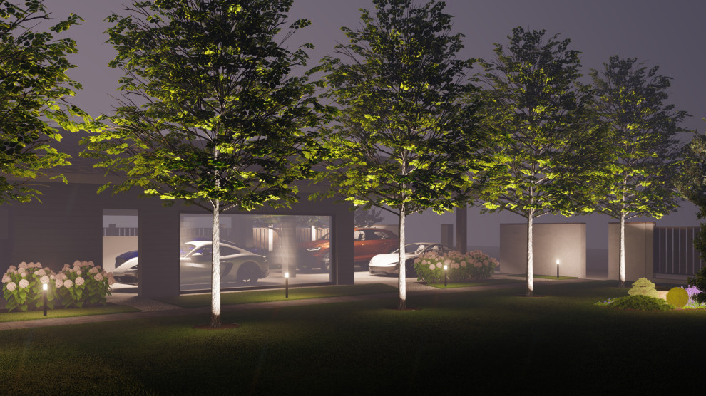 Въездная зона ночью