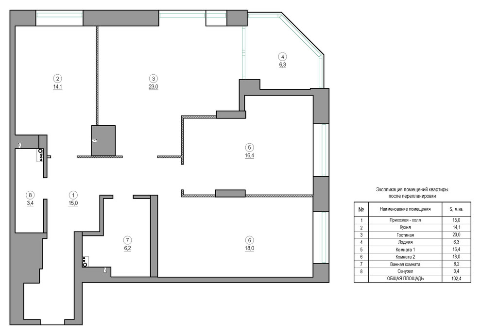 Трехкомнатная квартира в Космосе