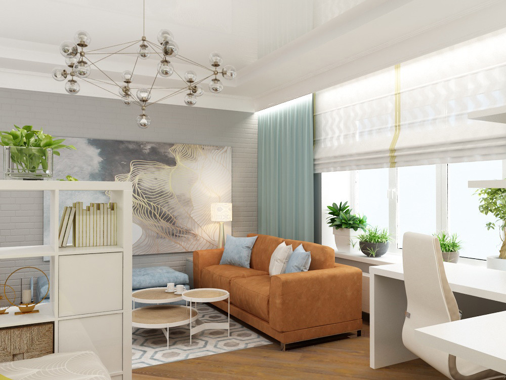 Гостиная-спальня-кабинет