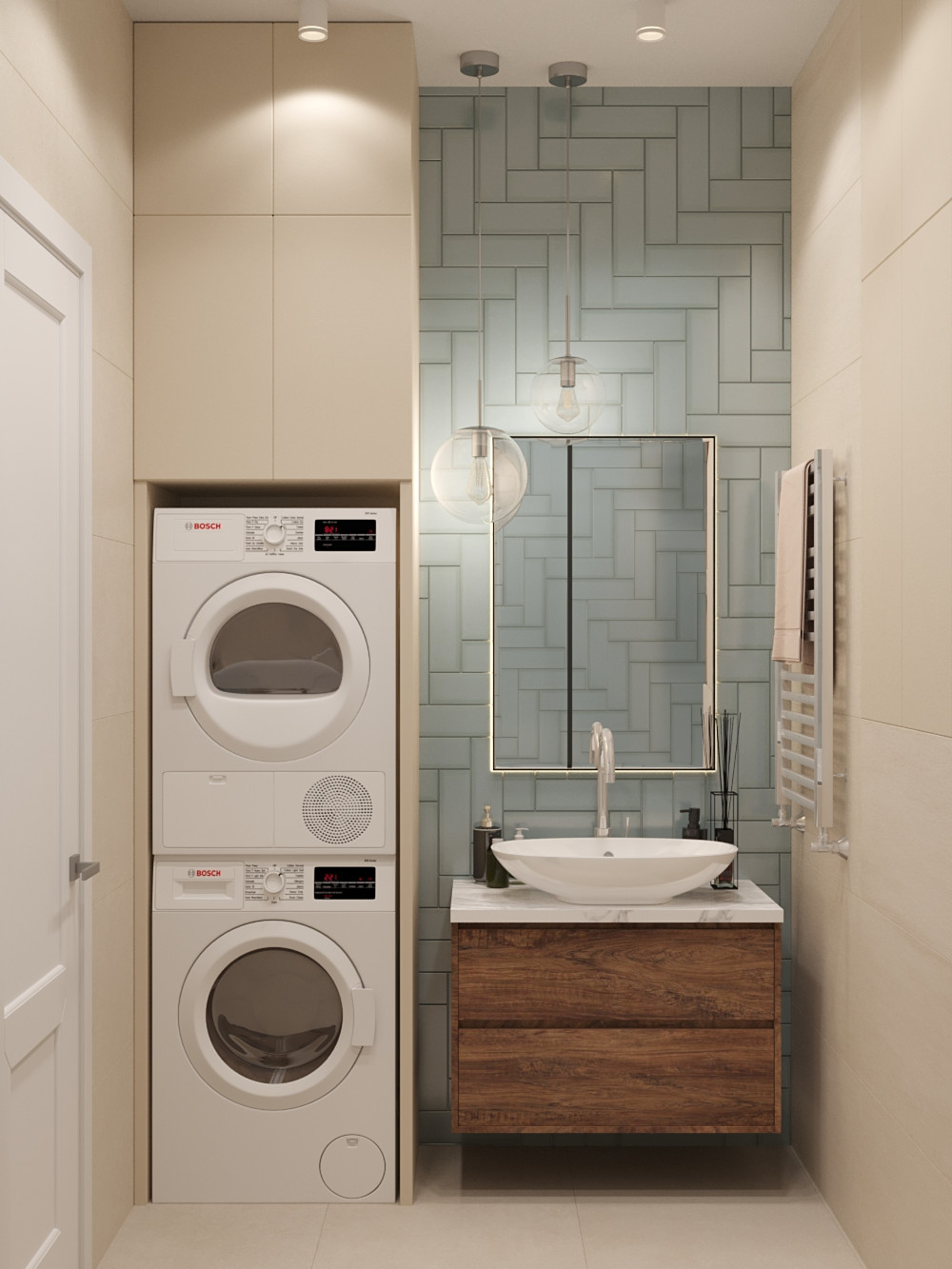 Ванная в зеленых тонах