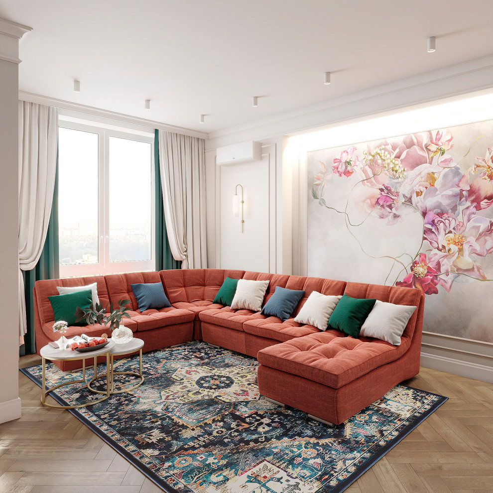 Утонченный проект с использованием разных стилей для семьи с двумя детьми