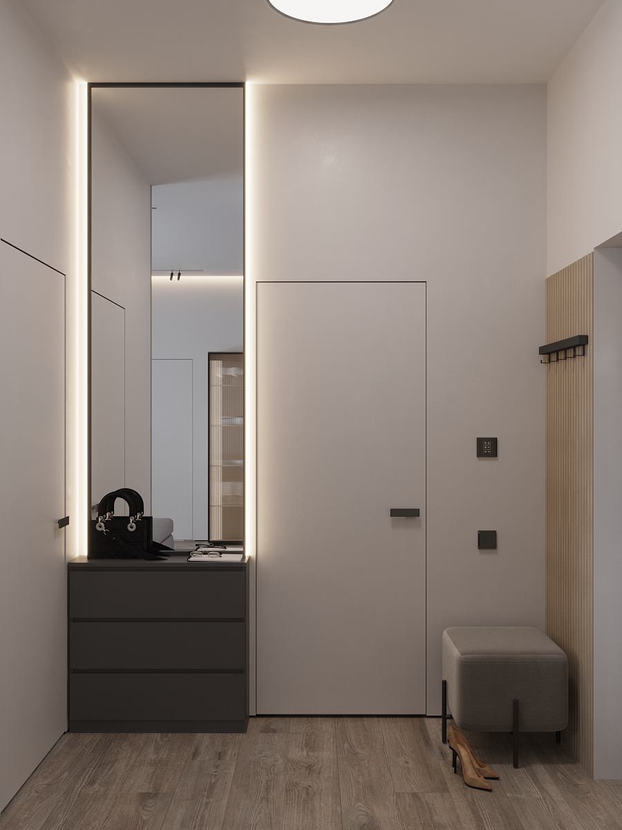 Трёхкомнатная квартира в монохромных тонах